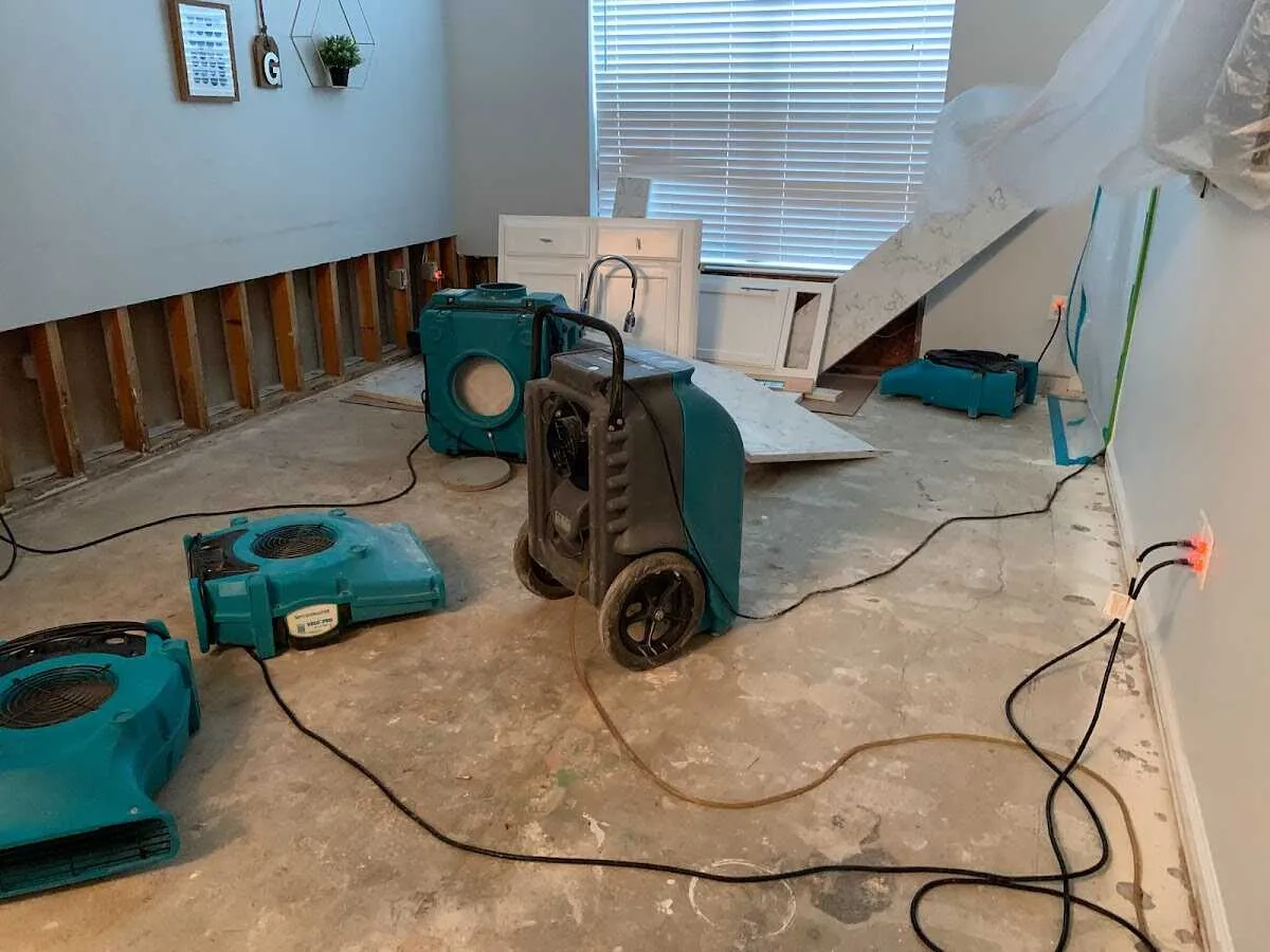 Dehumidifier in flood-cut room for Water Extraction & Removal in Hobbs